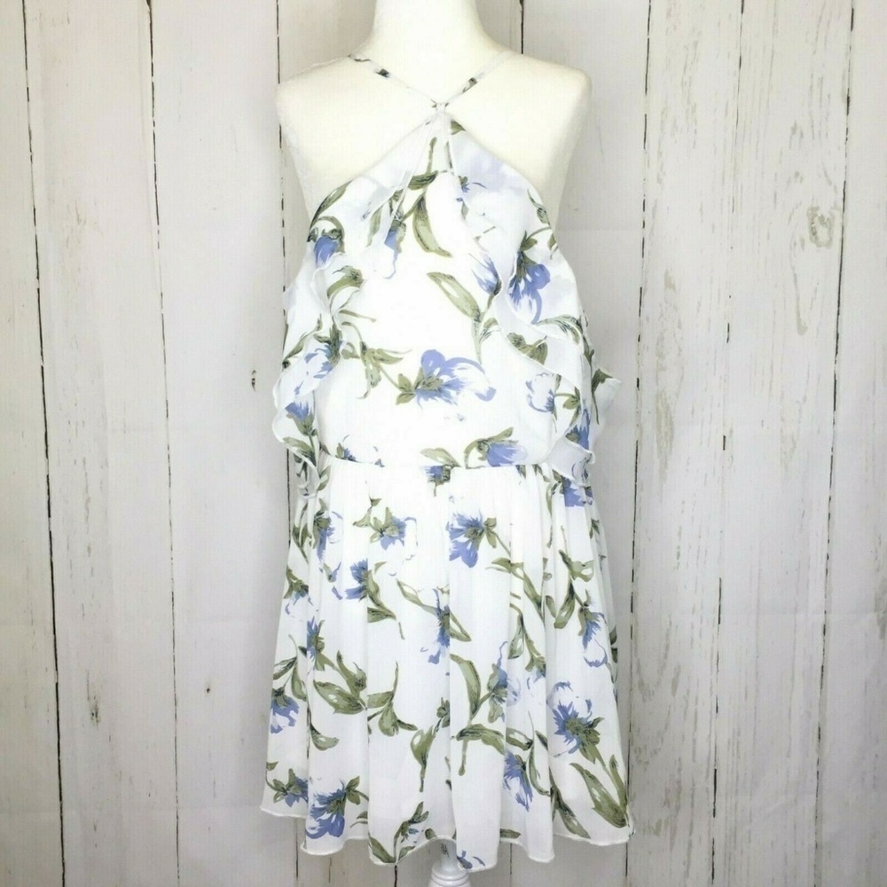 Missguided Halterneck Floaty Floral Skater Dress